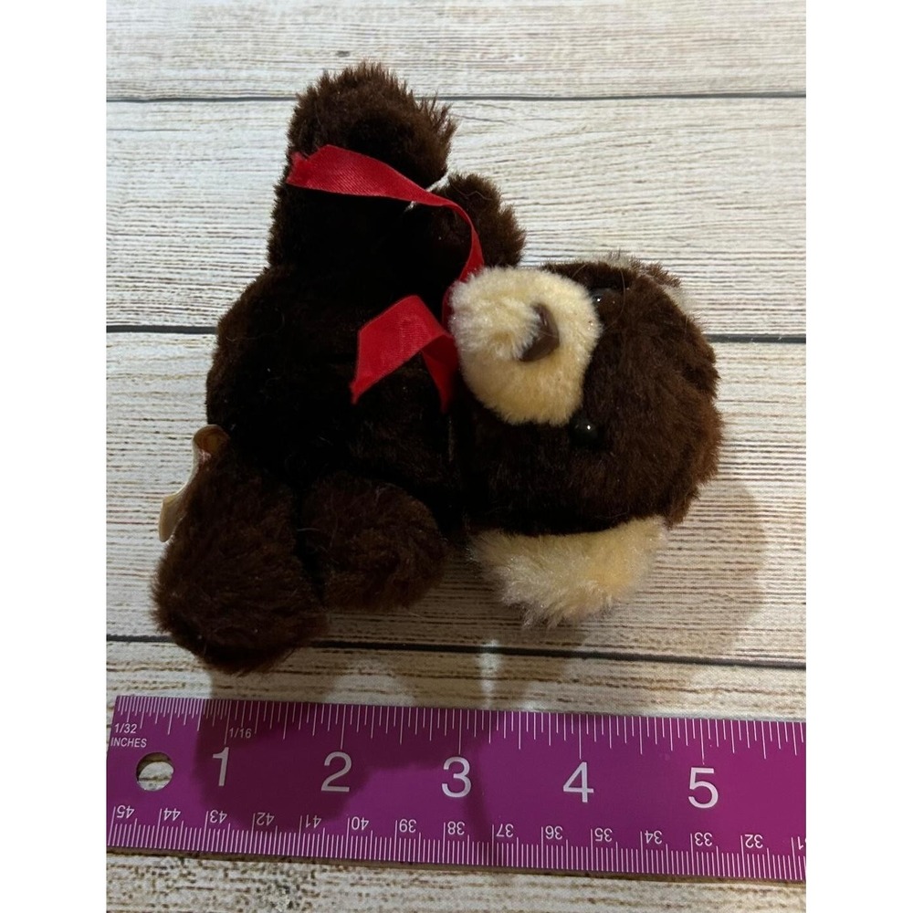 Vintage Animal Fair Small 4" Stuffed Plush Tan Brown Bear Carnival Prize TubB6 - Picture 3 of 4